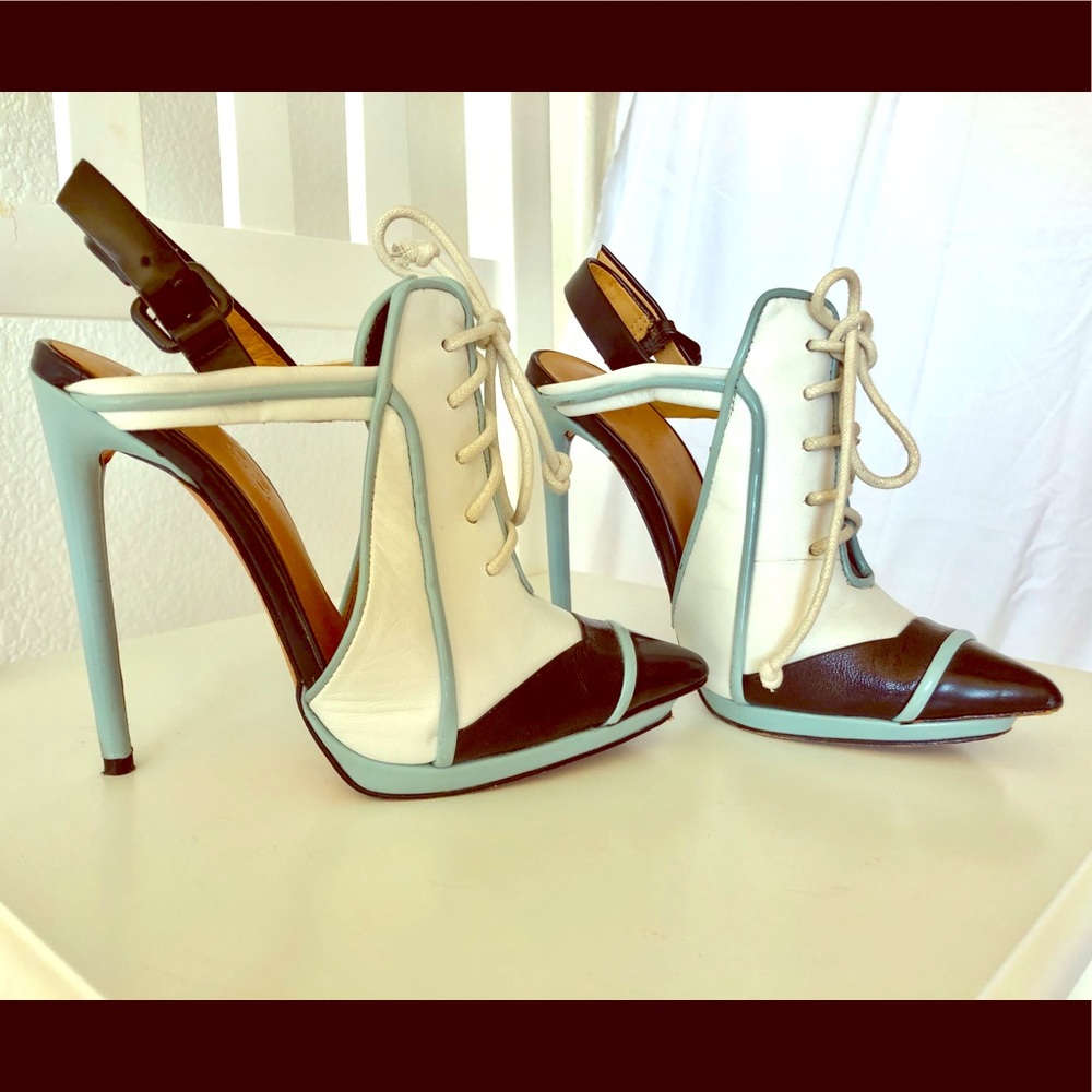 LAMB funky laced leather heels